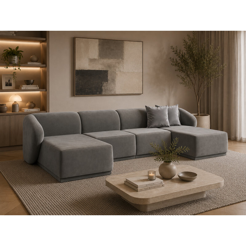 4 Seater Velvet Sofa & Chaise