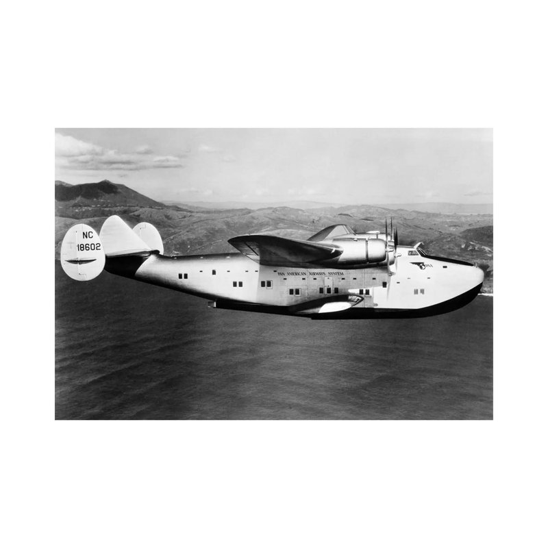 1930s-1940s Pan American Clipper Flying Boat Airplane In Flight - Wrapped Canvas Print, 20.32 cm H x 30.48 cm W