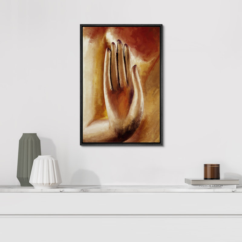 Religious " Bronze Religious Buddhism Closeup ", 24" H x 16" W, Black Framed