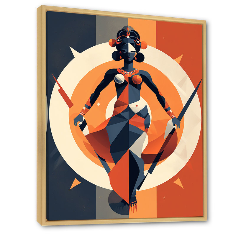 «Kali Tantric Hindu Goddess», illustration rétro - impression, Cadre naturel flottant, H 44 po x l 34 po x P 1,5 po