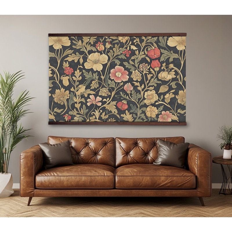 Tapisserie florale rétro - art inspiré de William Morris, H 45 po x l 73 po