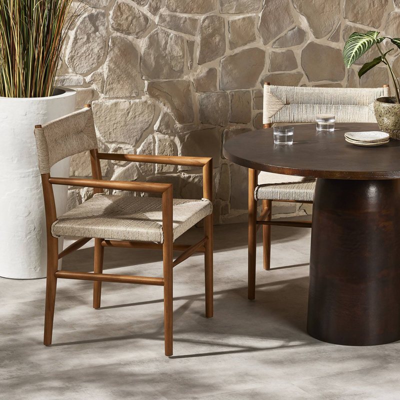 Lomas Outdoor Dining Armchair, Natural Teak/Light Brown