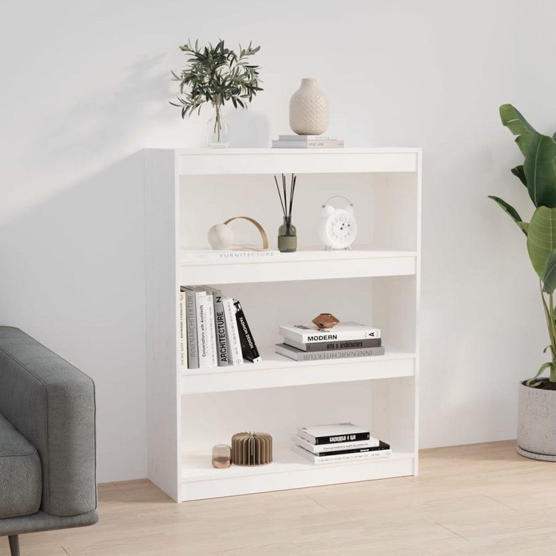 Paravent en bois de pin massif, Blanc, (3 tablettes) H 40,7 po x l 31,5 po x P 11,8 po