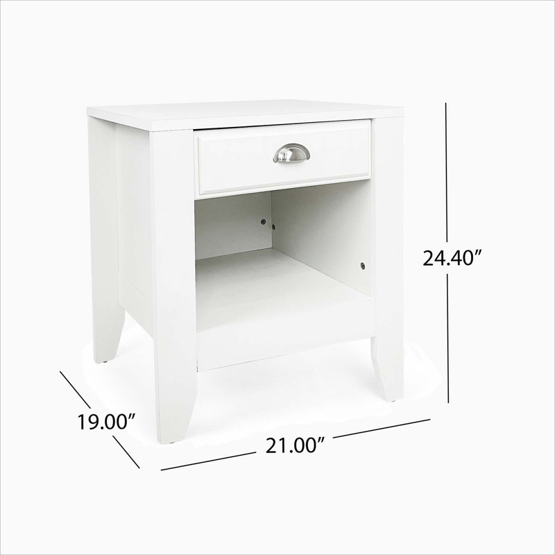 White Faux Wood Minimalist Rectangular Side Table
