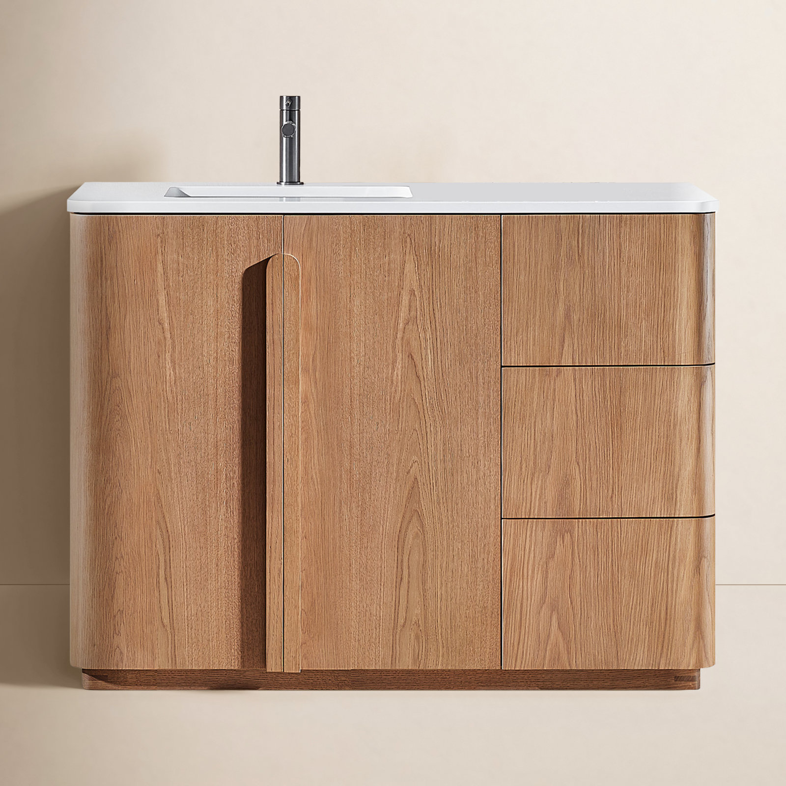 Greely 48" Oak Single Bathroom Vanity, Natural Teak