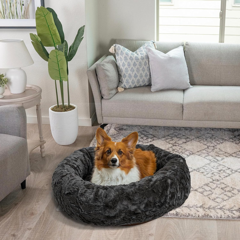 Lit pour animal en fourrure synthétique ToccoLeggero, Grand (l 30 po x P 30 po x H 8 po), Vison luxe
