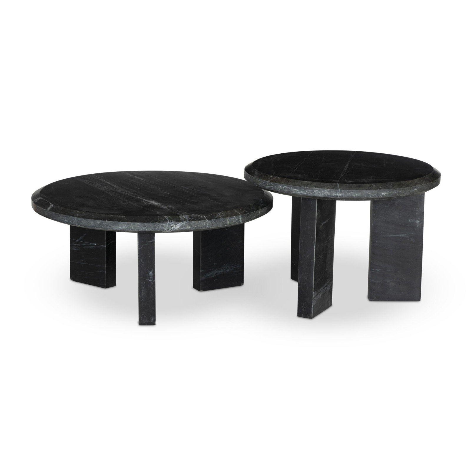 Bryce Nesting Coffee Table-Creamy Taupe Marble Solid, Black Marble