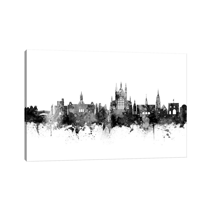 Winchester, England Skyline In Black & White by Michael Tompsett - Wrapped Canvas Gallery-Wrapped Canvas Giclée