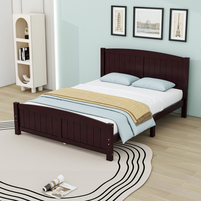 Base de lit plateforme avec lattes de soutien, Espresso, Grand