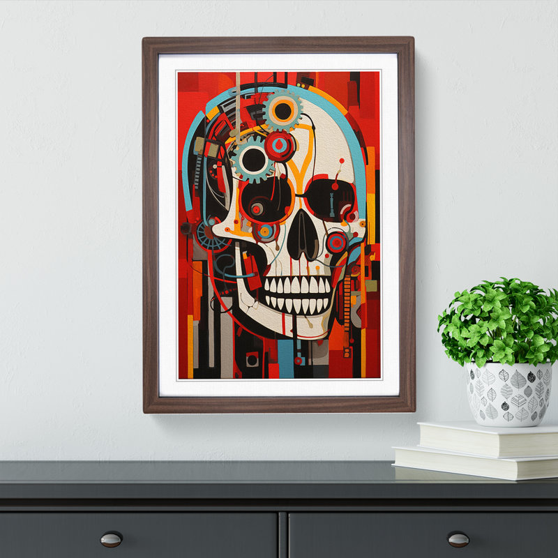 Skeleton Constructivism 1 Piece Single Picture Frame Wall Art, 46cm H x 34cm W, Walnut Framed