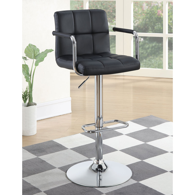 Billy-Ray Swivel Upholstered Adjustable Height Counter Stool, Black