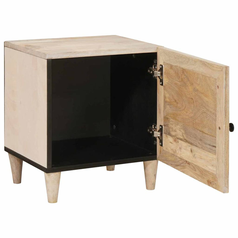 40cm W Solid Wood Bedside Table, Beige