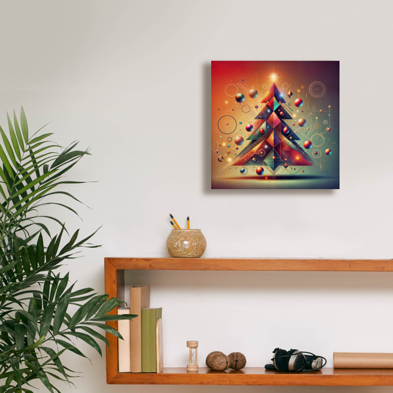 «Christmas Tree Abstract» par Rey Klimt, art mural sur toile, H 12 po x l 12 po
