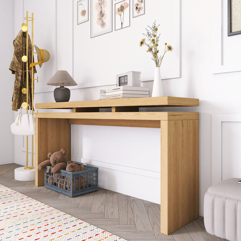 Console Antique Natural Farmhouse - Table d'entrée en bois rétro, Brun