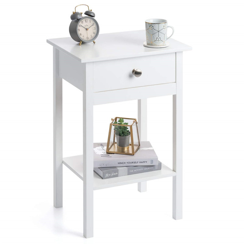 Lapierre 40cm W Manufactured Wood Bedside Table, White