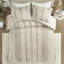 3 pièces édredon taupe très grand / très grand - rembourrage 100% coton alternant rayures et garniture contrastante lavable à la machine intrigante gracieuse