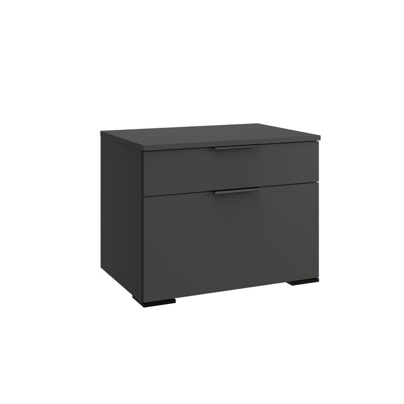 Gerline 58cm W Manufactured Wood Bedside Table, Black