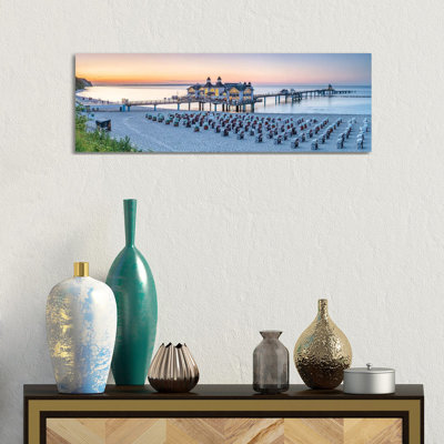 Wooden Pier Panorama At Sunset by Jan Becke - Panoramic Gallery-Wrapped Canvas Giclée on Canvas