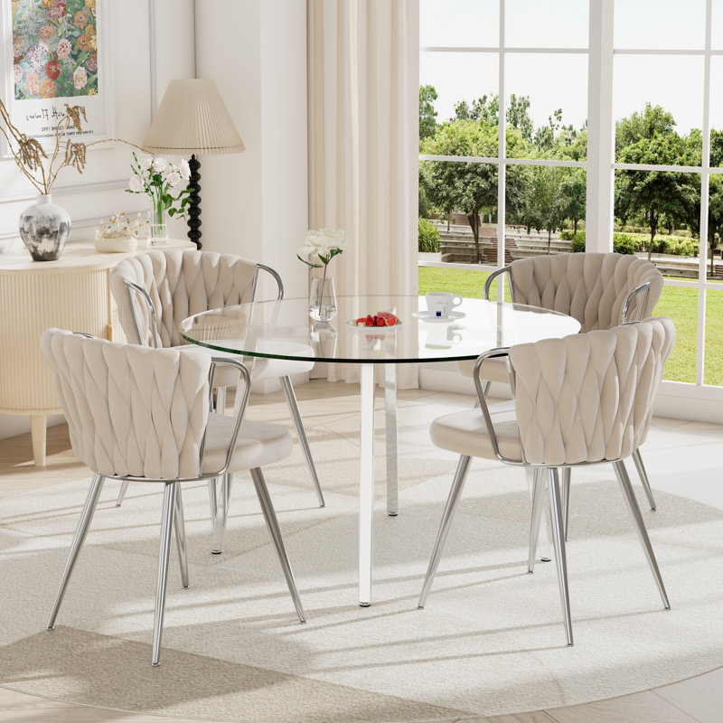 Ensemble de table de salle à manger 5 pièces pour 4 personnes, H 29,5 po x L 36 po x l 36 po, Beige