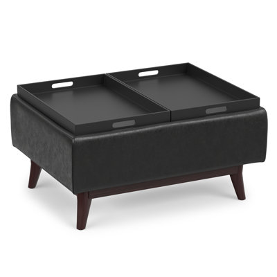 Repose-pieds capitonné rectangulaire Mid-Century avec plateau Owen