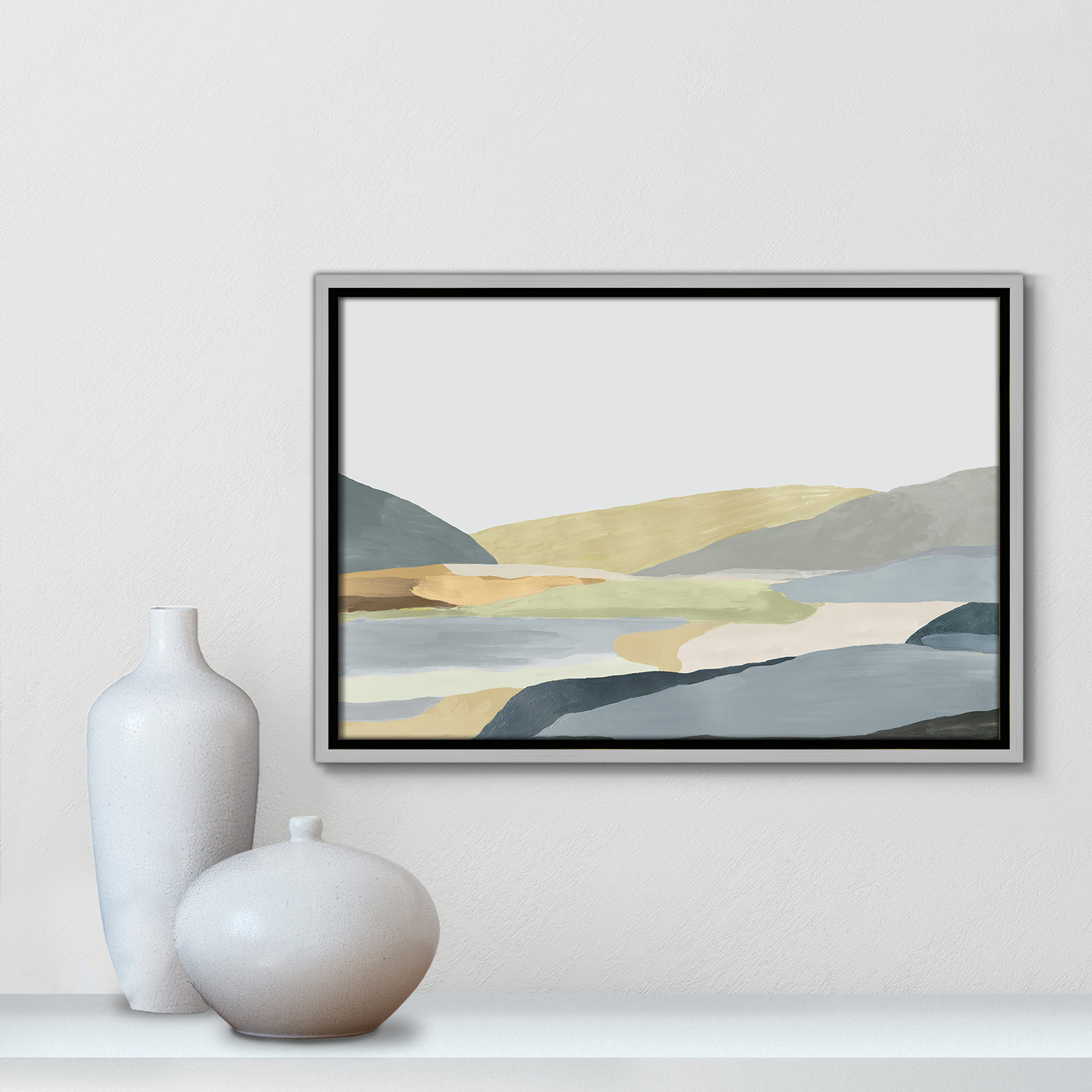 Blair "Warm Hills II" Painting, 13.5" H x 19.5" W x 2" D, Silver Canvas
