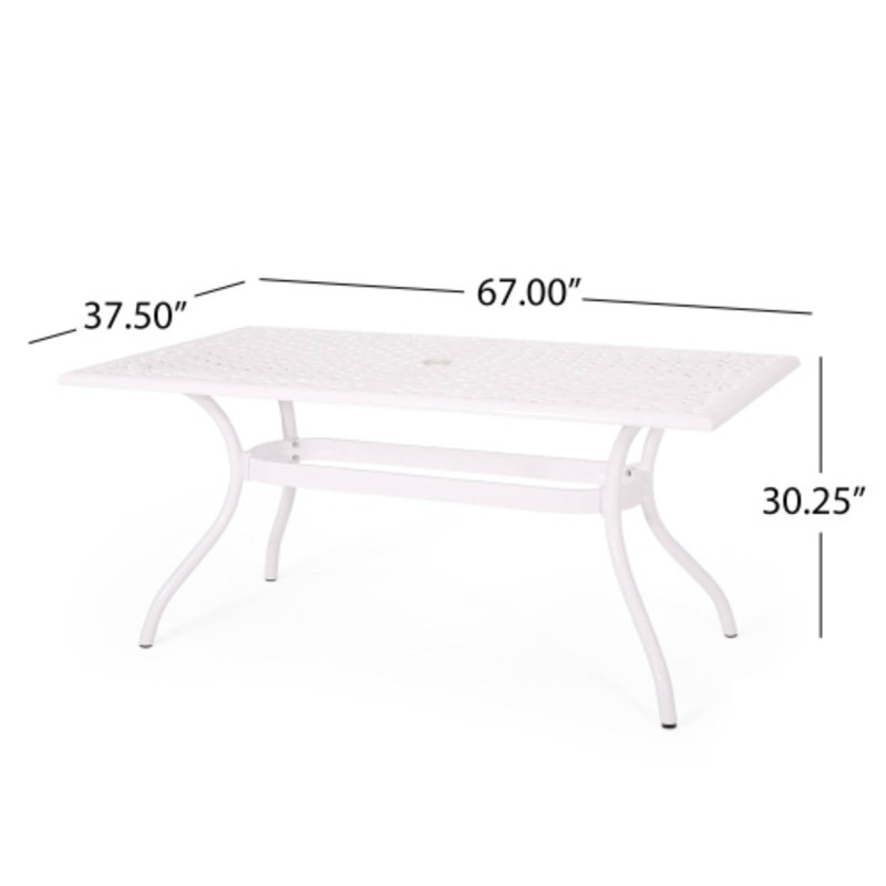 Table rectangulaire pour repas de famille en terrasse et rassemblements décontractés dans la cour, Blanc