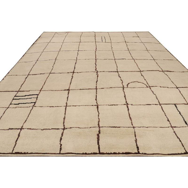 Moroccan Hand Knotted Wool Area Rug, Rectangle 4' x 5'