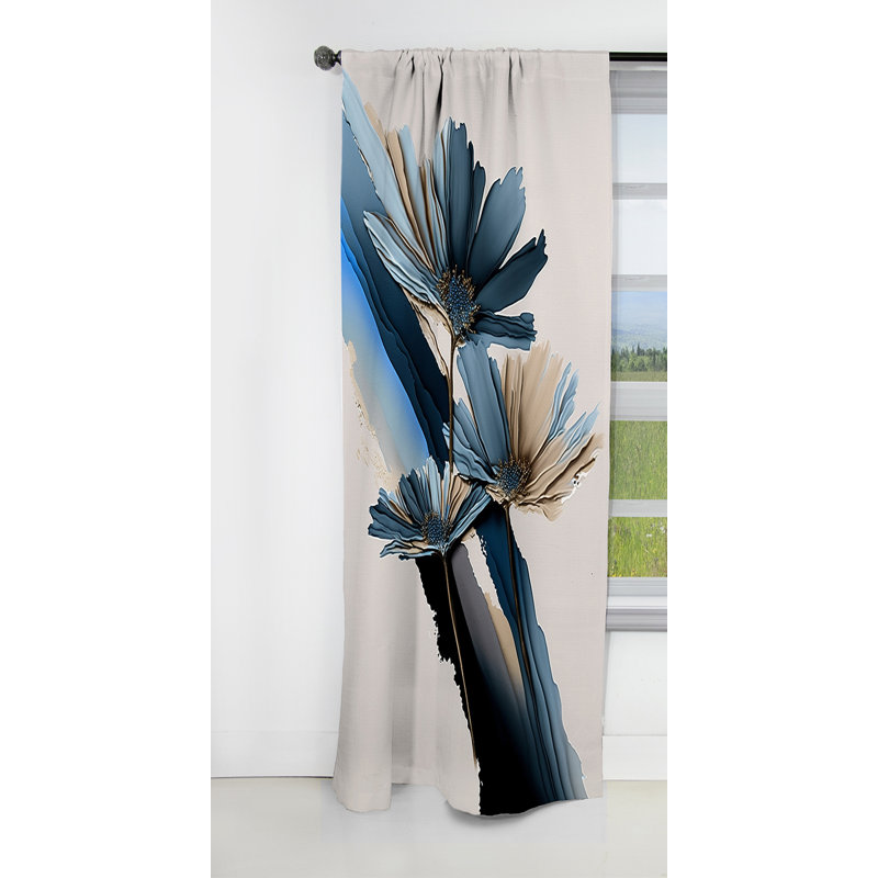 Rideau occultant à motif de marguerites Keyrah, L 52 po x L 108 po