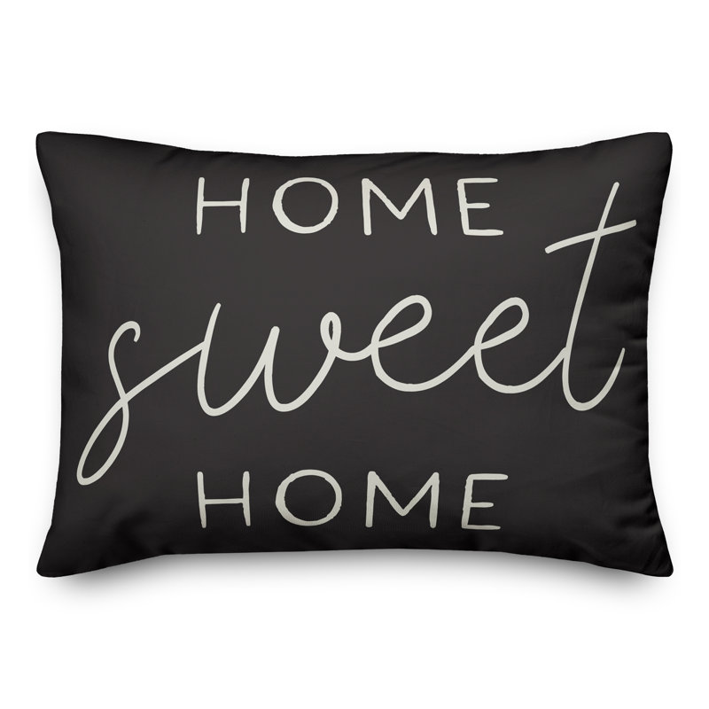 Home Sweet Home Outdoor Rectangular Pillow Cover & Insert, Black