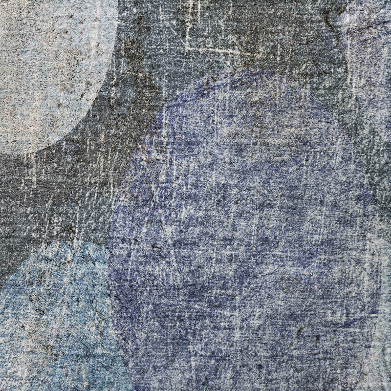 Premium Machine Washable Dream Shag ADS556 Geometric Rug, Blue, 3' x 5'