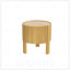 Round Fluted Side Table with Storage, Rubber Solid Wood, Soft-close Door for Living Room Elegance