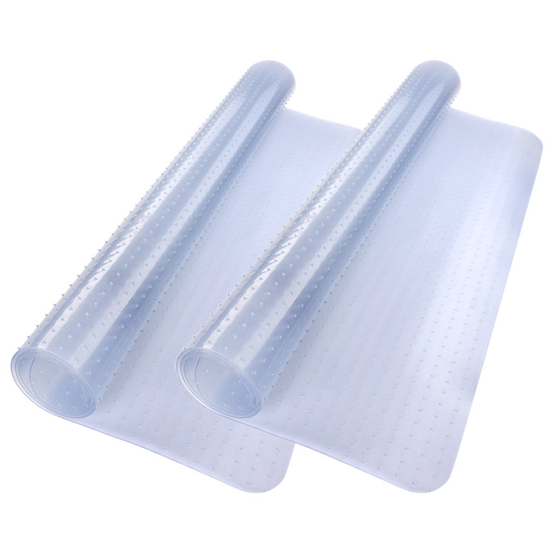 Transparent PVC Rectangular Chair Mats with Studded Back, Set of 2