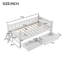  Lit plateforme simple en bois avec garde-corps et 2 tiroirs de rangement, blanc-159477199