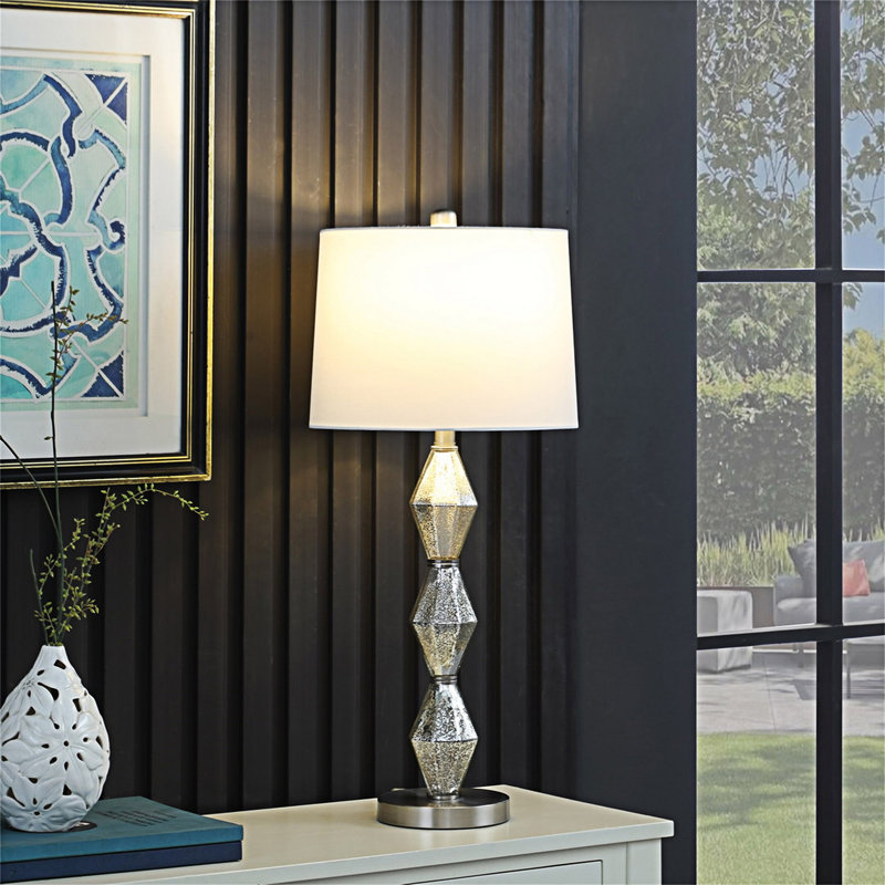 Lampe de table en verre, Argent