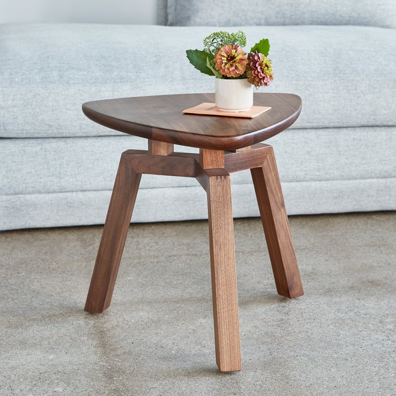 Solana Triangular End Table, Walnut