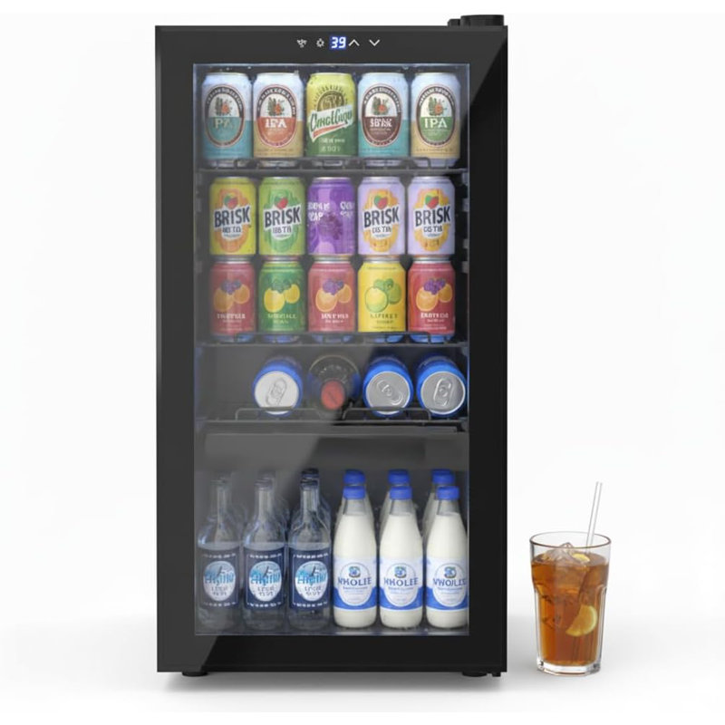 Mini réfrigérateur à boissons Artbros de 3,2 pieds cubes - 120 canettes avec porte en verre, tablettes réglables et contrôle de la température, refroidisseur de boissons idéal pour les boissons gazeuses, le vin et la bière à la maison ou au bureau