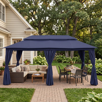 Decksplore 10'X20' Soft-top Double-Roofed Steel Patio Gazebo
