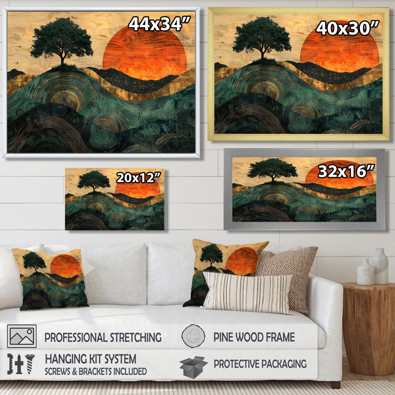 Baobab de Cardiff Sunrise avec racines d'Afrique II - arbre, art mural, Cadre simple, Noir, noir, noir, noir