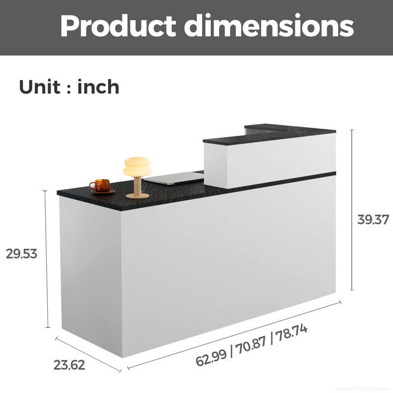 Bureau de réception moderne et ergonomique avec rangement et tiroir coulissant silencieux