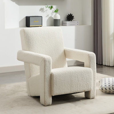 Fauteuil d'appoint rembourré en laine d'agneau moderne