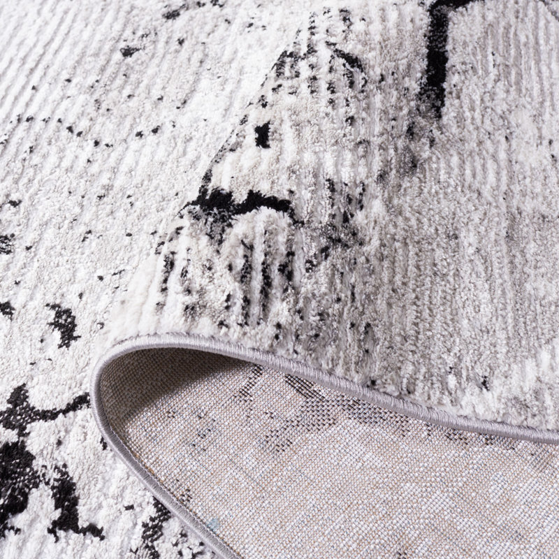 Tapis gris / noir Milstein, Rectangle 5 pi 3 po x 7 pi 6 po