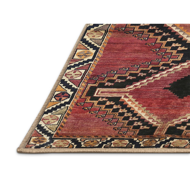 Tapis oriental multicolore tissé à la machine Oriental, Rectangle 5 pi x 7 pi