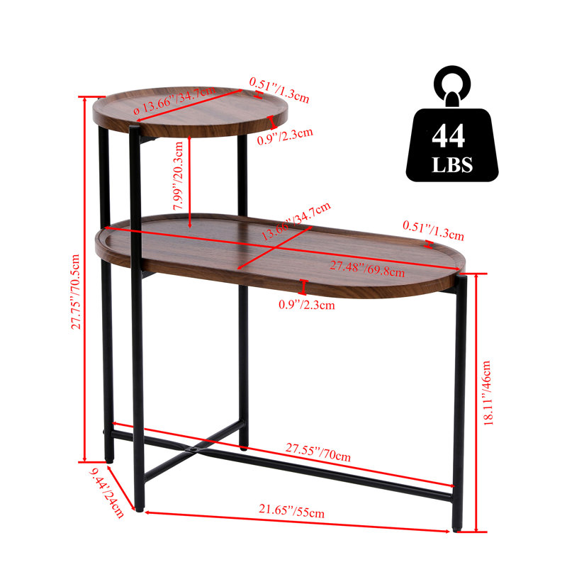 Small Coffee Tables 2-Tier Modern Sofa Side Table With Wood Storage Shelf Living Room End Tables Nightstands