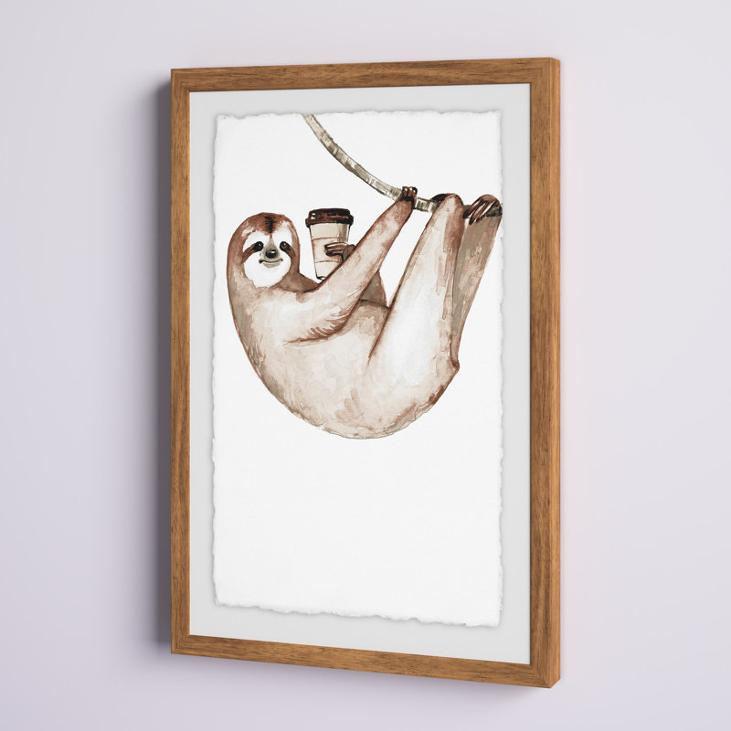'Sloth Coffee' Framed Print, 30" H x 20" W x 1.5" D