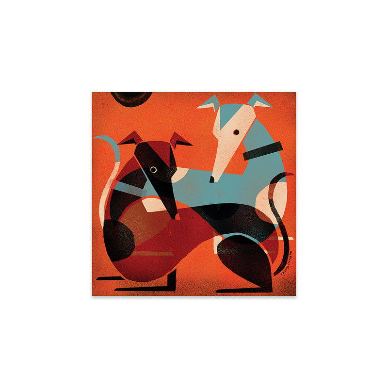 Greyhound pair par Terry Runyan - impression non encadrée, H 36 po x l 36 po x P 0,25 po