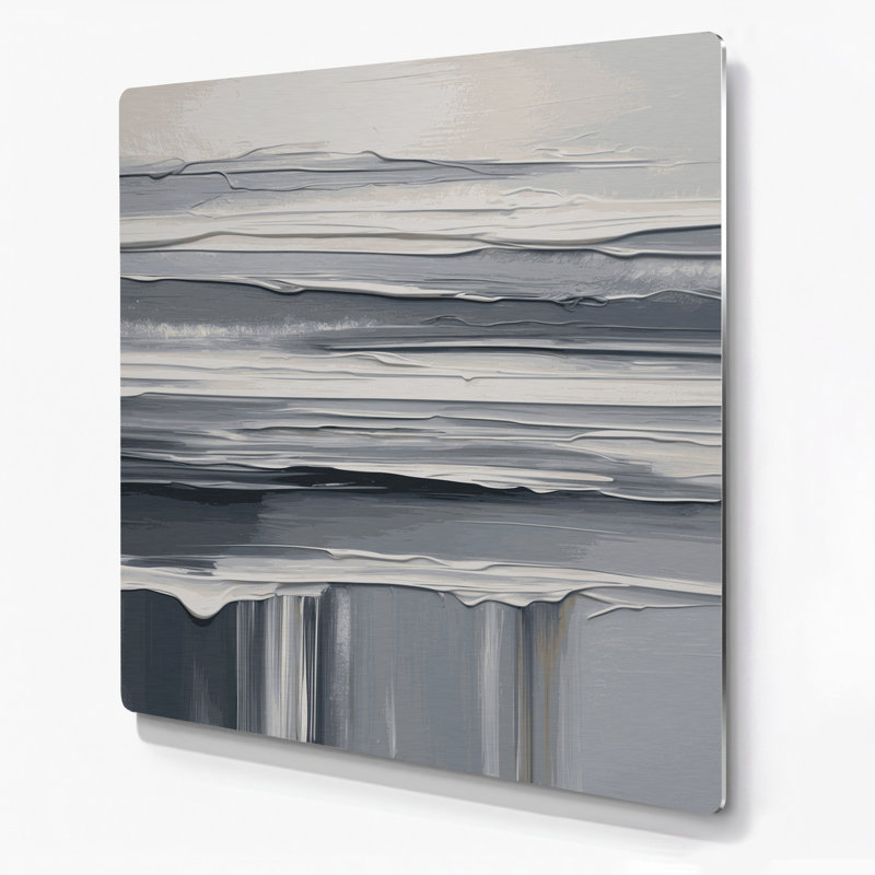 Art mural horizontal gris rayé, H 12 po x l 12 po