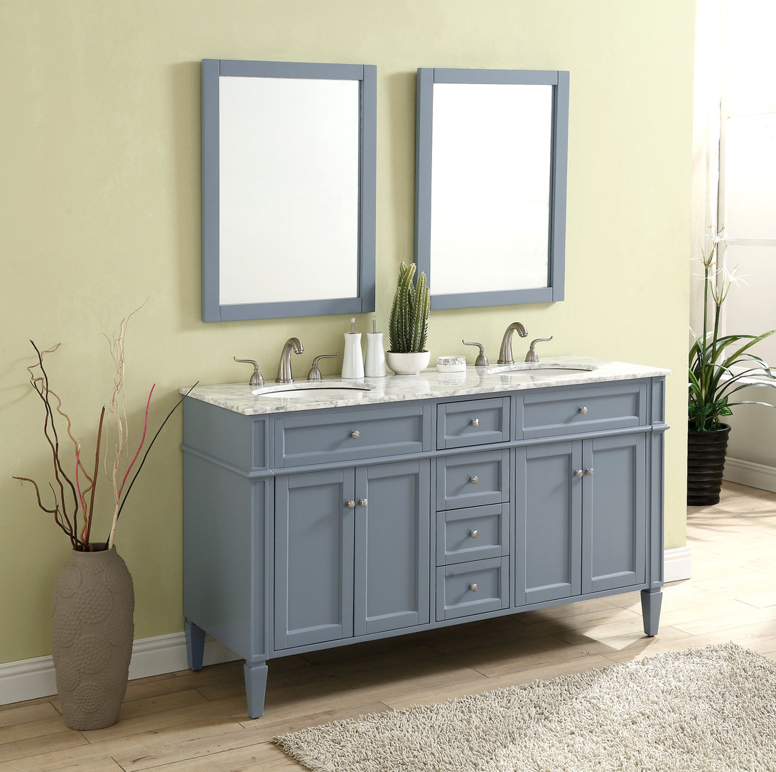 Rivers 60'' Double Bathroom Vanity, Gray