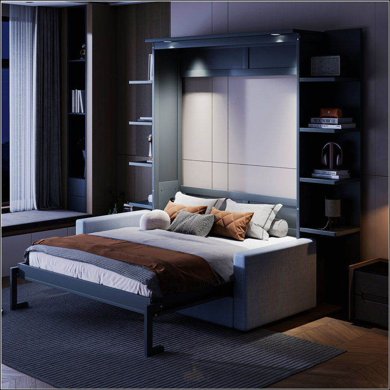 Grand lit escamotable avec canapé, Gris