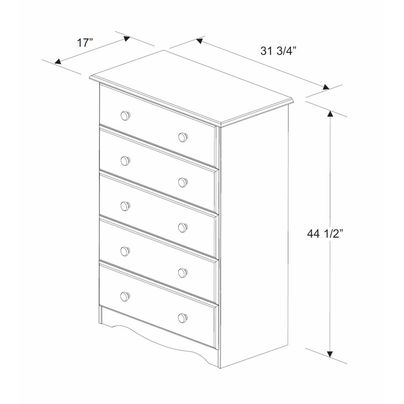 Gallashaw 100% Solid Wood 5-Drawer Chest, Mocha