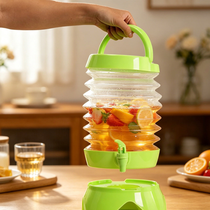 Bouteille d'eau polyvalente pour la maison et le camping Seau pliable et à jus Pot à eau froide avec base